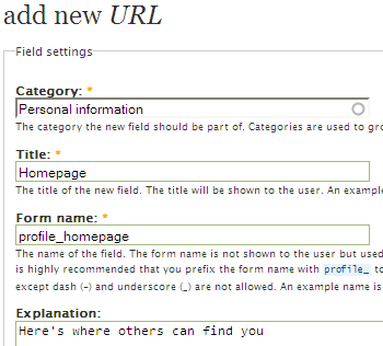 profile field