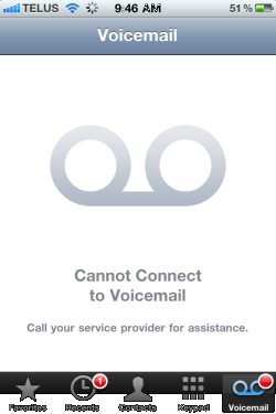 iPhone voice mail error iPhone voice mail error