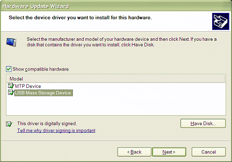 Device Manager, update wizard