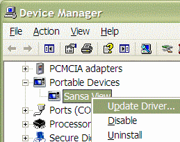 Device Manager, portable devices